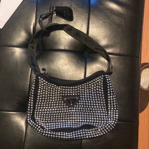 Designer inspired rhinestone shoulder bag